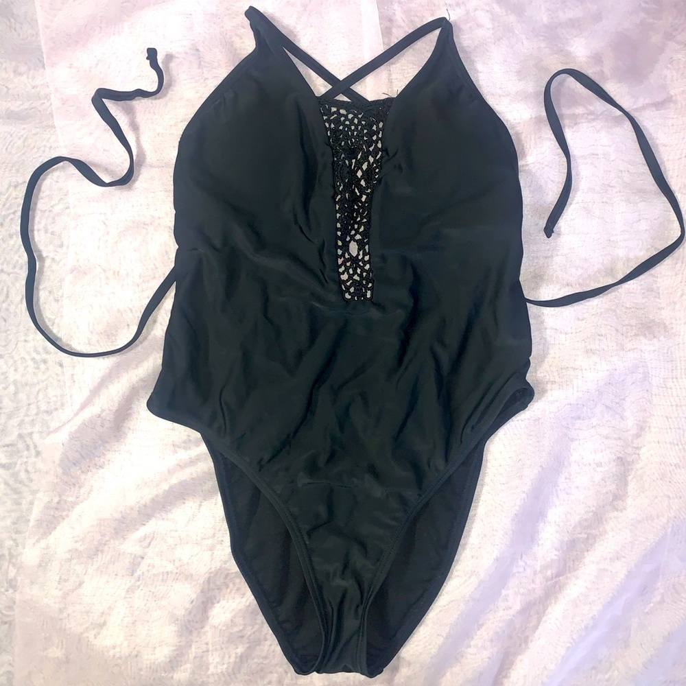 Black one piece swim suit